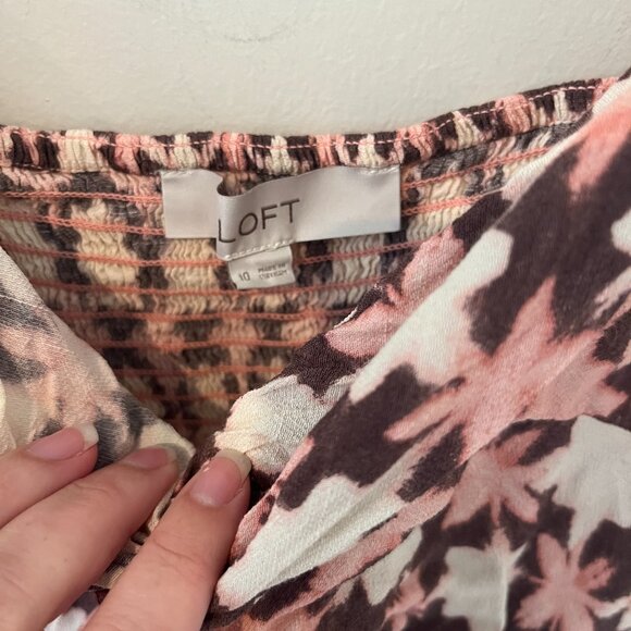 LOFT Sun washed Floral Tiered Midi Dress Pink Size 10 - Picture 4 of 10